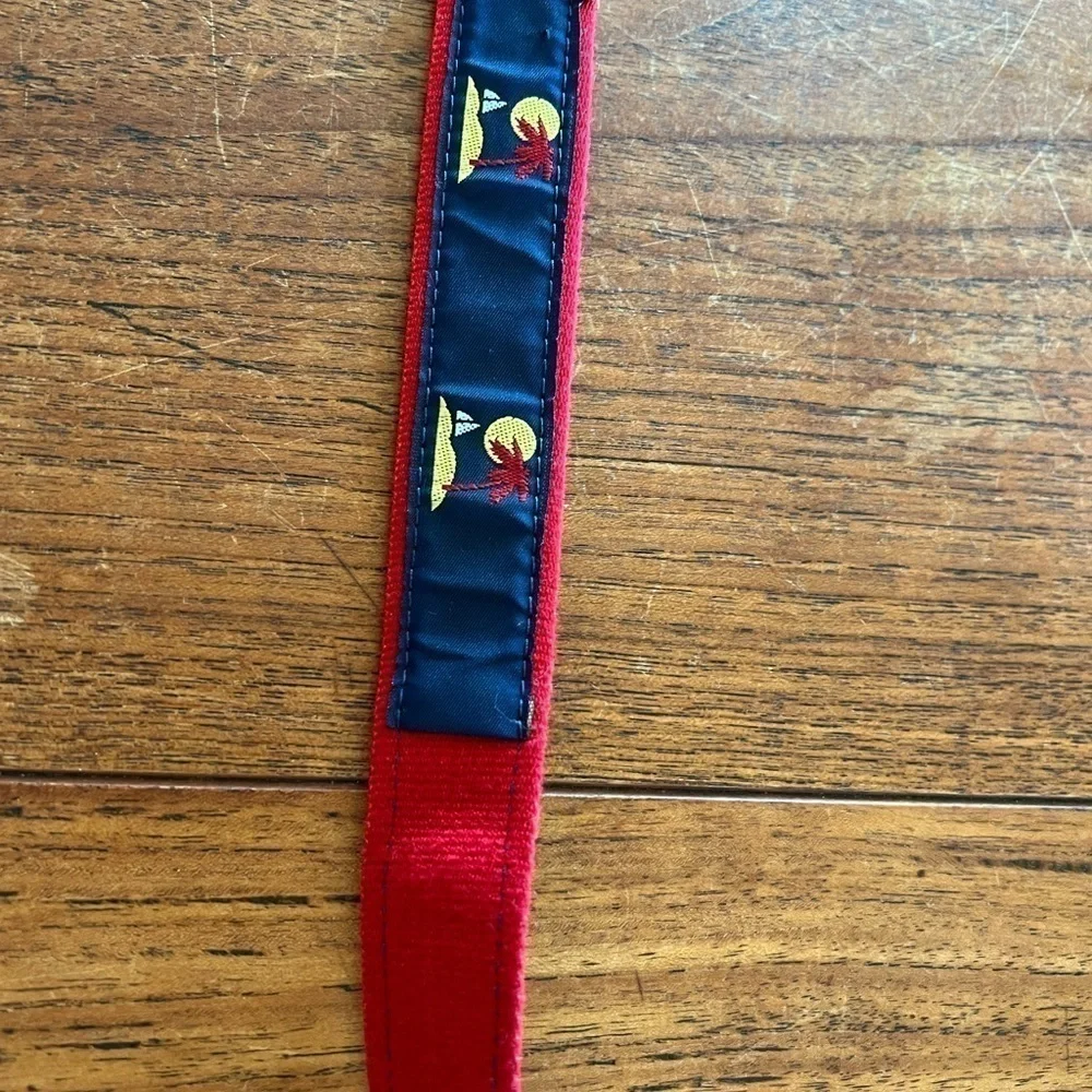 Talbots Ribbon and Leather D-Ring Sailboats/Palm Tree Belt